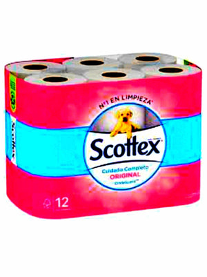 Papel Scottex Original Toilet Paper (4 Pack of 12 Rolls) |  4 Pack of 12 Rolls