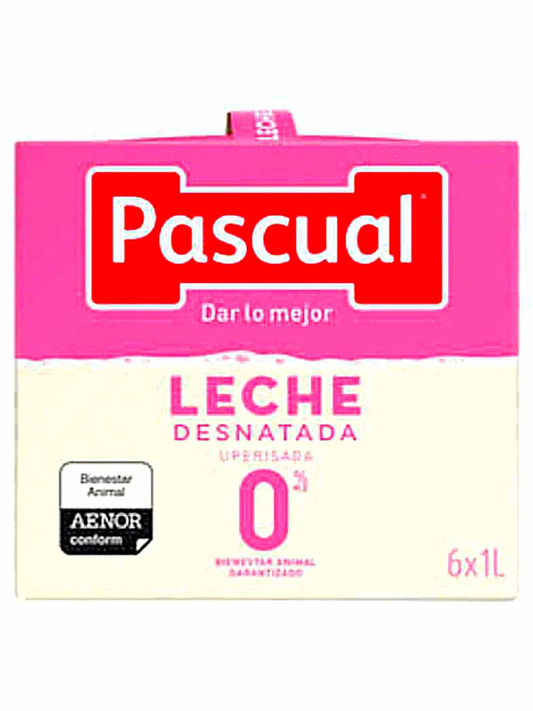 Leche Pascual Whole/Semi-Skimmed/Skimmed Milk 1L (Pack of 6) |  6 x 1L Carton