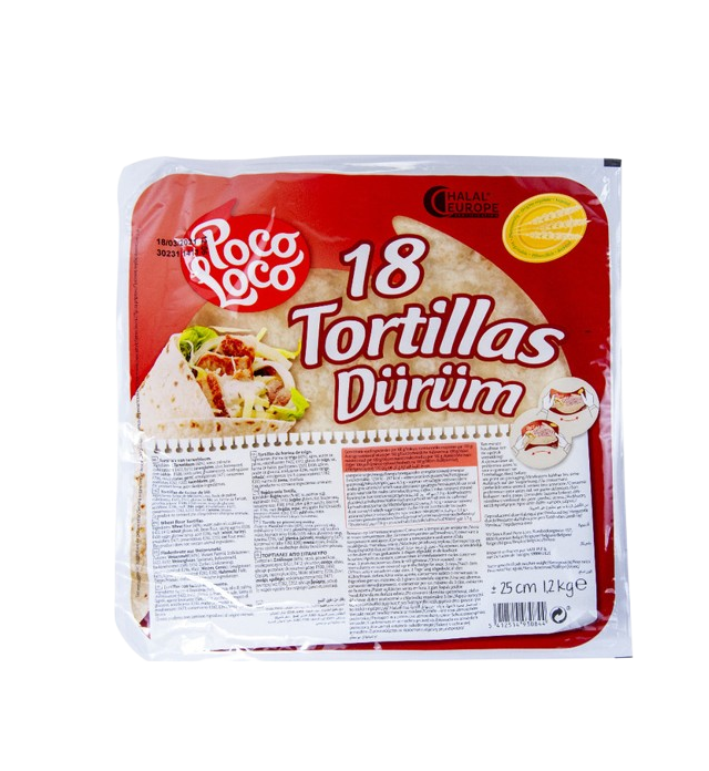 POCO LOCO 18 TORTILLAS DURUM 25CM 1.2KG
