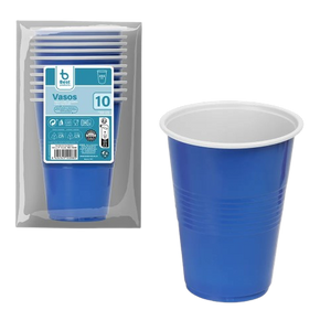 VASOS AZUL PLASTICO 450CC 10U