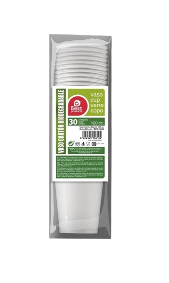 VASO CARTON BLANCO 120CC 30U