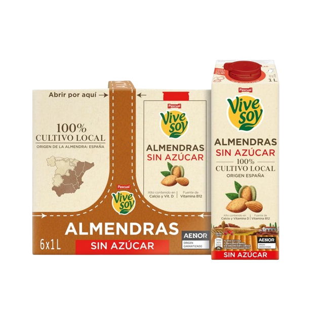 LECHE VIVE SOY ALMENDRAS 1L X 6U