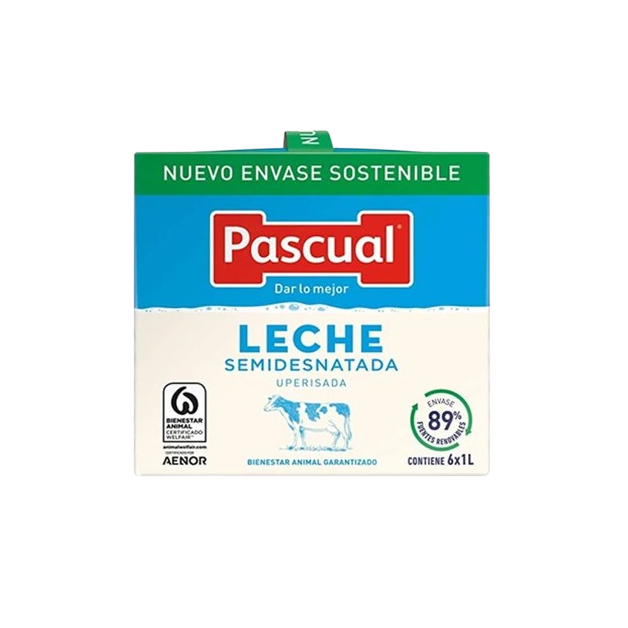 LECHE PASCUAL SEMI DESNATADA 1L X 6U