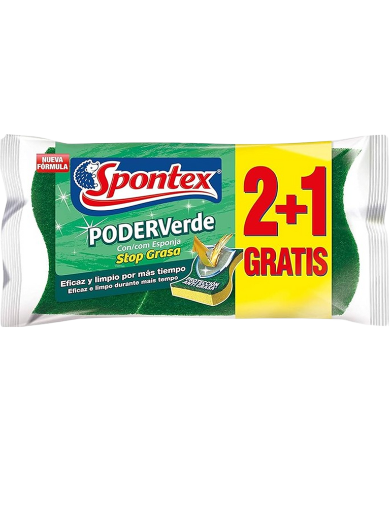 SPONTEX 3 PODERVERDE STOP GRASA 2+1